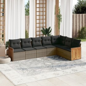 7-piece garden sofa set with gray PE rattan cushions by , Garden sets - Ref: Foro24-3260114, Price: 489,48 €, Discount: %