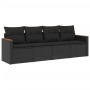 4-piece garden sofa set with black synthetic rattan cushions by , Garden sets - Ref: Foro24-3258170, Price: 293,59 €, Discoun...