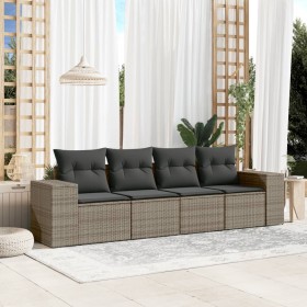 Garden sofa set 4 pieces with gray synthetic rattan cushions by , Garden sets - Ref: Foro24-3254617, Price: 303,92 €, Discoun...