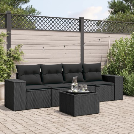 5-teiliges Gartenmöbel-Set und Kissen aus synthetischem Rattan schwarz von , Gartensets - Ref: Foro24-3254622, Preis: 375,99 ...