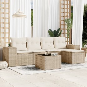 Garden sofa set with 6-piece synthetic rattan beige cushions by , Garden sets - Ref: Foro24-3254835, Price: 473,05 €, Discoun...