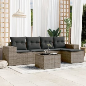 6-piece garden furniture set with gray synthetic rattan cushions by , Garden sets - Ref: Foro24-3254837, Price: 419,33 €, Dis...