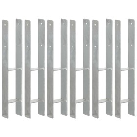 Fence anchors 6 pcs silver galvanized steel 9x6x60 cm by vidaXL, Spikes for anchoring in the ground - Ref: Foro24-145300, Pri...