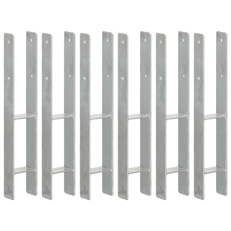 Anclajes de valla 6 uds acero galvanizado plateado 9x6x60 cm de vidaXL, Puntas para anclaje en el suelo - Ref: Foro24-145300,...