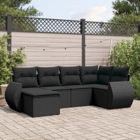 Set aus 6-teiligen Gartensofas und Kissen Kunstrattan schwarz von , Modulare Sofas für den Außenbereich - Ref: Foro24-3221654...