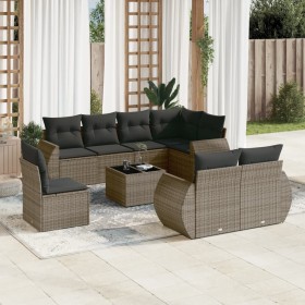 Garden furniture set 9 pieces and gray synthetic rattan cushions by , Modular outdoor sofas - Ref: Foro24-3221649, Price: 686...