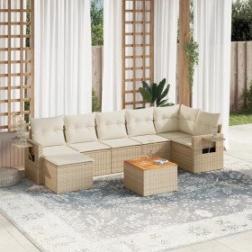 Garden sofa set with beige cushions, 8 pieces, PE rattan. by , Garden sets - Ref: Foro24-3257003, Price: 598,42 €, Discount: %