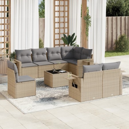 9-piece garden sofa set with beige synthetic rattan cushions by , Garden sets - Ref: Foro24-3252786, Price: 738,38 €, Discoun...