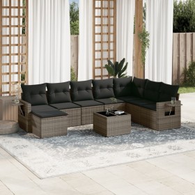 Garden furniture set 9 pieces and gray synthetic rattan cushions by , Garden sets - Ref: Foro24-3252907, Price: 612,84 €, Dis...