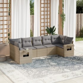 Set of 7-piece garden sofas and beige synthetic rattan cushions by , Garden sets - Ref: Foro24-3252926, Price: 532,39 €, Disc...