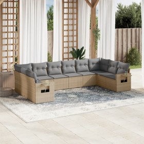 Garden sofa set with beige cushions, 10 pieces, made of synthetic rattan. by , Garden sets - Ref: Foro24-3253006, Price: 697,...