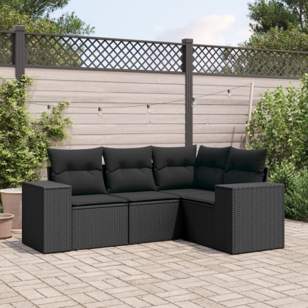 4-piece garden sofa set with black synthetic rattan cushions by , Garden sets - Ref: Foro24-3254842, Price: 337,13 €, Discoun...