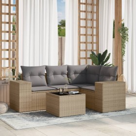 Set Gartensofas mit Kissen 5 Stück synthetisches Rattan beige von , Gartensets - Ref: Foro24-3254856, Preis: 430,95 €, Rabatt: %