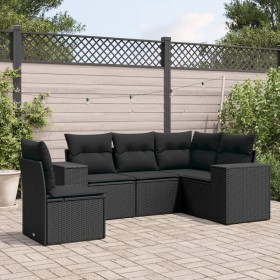 5-teiliges Gartenmöbel-Set und Kissen aus synthetischem Rattan schwarz von , Gartensets - Ref: Foro24-3222564, Preis: 377,58 ...