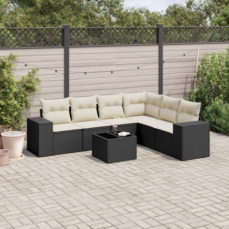 7-piece garden dining set with black synthetic rattan cushions by , Garden sets - Ref: Foro24-3222615, Price: 492,47 €, Disco...