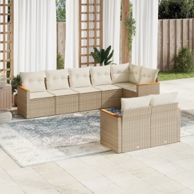 Garden sofa set with beige cushions, 8 pieces, PE rattan. by , Garden sets - Ref: Foro24-3258551, Price: 635,29 €, Discount: %