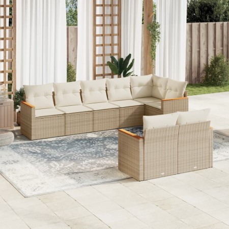 Set Gartensofas mit beigen Kissen 8 Stück PE Rattan von , Gartensets - Ref: Foro24-3258551, Preis: 635,29 €, Rabatt: %