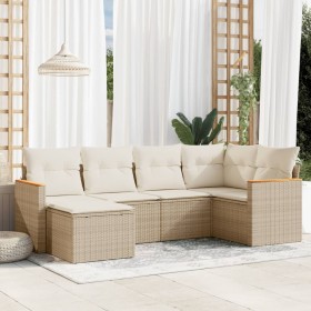 Garden sofa set with 6-piece synthetic rattan beige cushions by , Garden sets - Ref: Foro24-3258579, Price: 503,99 €, Discoun...