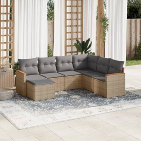 Set of 7-piece garden sofas and beige synthetic rattan cushions by , Garden sets - Ref: Foro24-3258608, Price: 480,59 €, Disc...