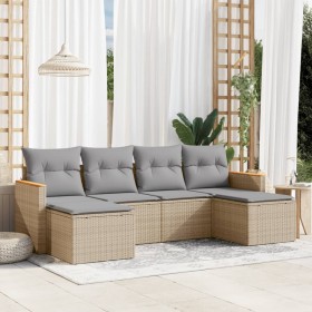 Garden sofa set with 6-piece synthetic rattan beige cushions by , Garden sets - Ref: Foro24-3258622, Price: 391,19 €, Discoun...