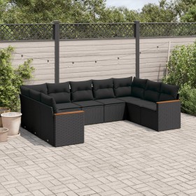 Set aus 8-teiligen Gartensofas und Kissen Kunstrattan schwarz von , Gartensets - Ref: Foro24-3258674, Preis: 630,99 €, Rabatt: %