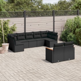 Set aus 8-teiligen Gartensofas und Kissen Kunstrattan schwarz von , Gartensets - Ref: Foro24-3258688, Preis: 632,67 €, Rabatt: %