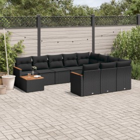 Garden sofa set 11 pieces and black synthetic rattan cushions by , Garden sets - Ref: Foro24-3258765, Price: 717,20 €, Discou...