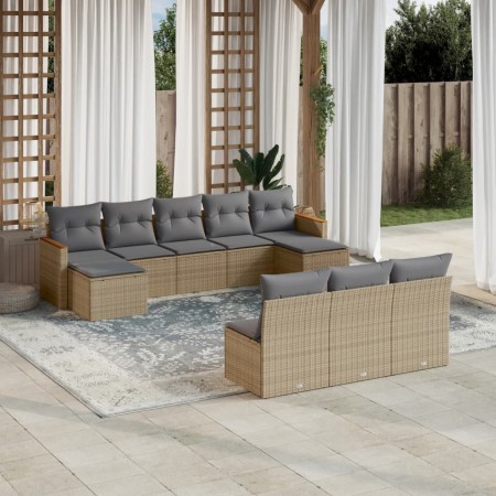 Set Gartensofas mit beigen Kissen 10 Stück synthetisches Rattan von , Gartensets - Ref: Foro24-3258790, Preis: 622,64 €, Raba...