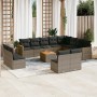 Set of garden sofas with 13 pieces of gray synthetic rattan cushions by , Garden sets - Ref: Foro24-3258882, Price: 794,73 €,...