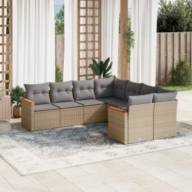 Garden sofa set with beige cushions, 8 pieces, PE rattan. by , Garden sets - Ref: Foro24-3258958, Price: 607,99 €, Discount: %