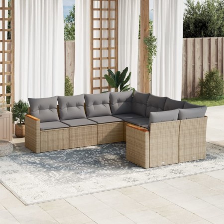 Garden sofa set with beige cushions, 8 pieces, PE rattan. by , Garden sets - Ref: Foro24-3258958, Price: 607,41 €, Discount: %