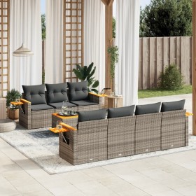 Garden sofa set 8 pieces and gray synthetic rattan cushions by , Garden sets - Ref: Foro24-3259050, Price: 573,99 €, Discount: %