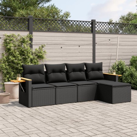 5-teiliges Gartenmöbel-Set und Kissen aus synthetischem Rattan schwarz von , Gartensets - Ref: Foro24-3259157, Preis: 356,53 ...