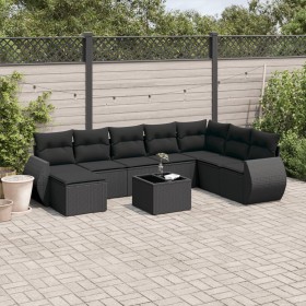 Set de sofás de jardín 8 piezas y cojines ratán sintético negro de , Sofás modulares de exterior - Ref: Foro24-3221764, Preci...