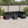 Set aus 8-teiligen Gartensofas und Kissen Kunstrattan schwarz von , Modulare Sofas für den Außenbereich - Ref: Foro24-3221764...