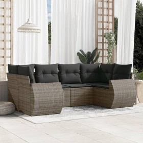 6-piece garden furniture set with gray synthetic rattan cushions by , Modular outdoor sofas - Ref: Foro24-3221779, Price: 441...