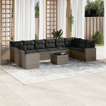 Set de sofás de jardín 11 pzas y cojines ratán sintético gris de , Sofás modulares de exterior - Ref: Foro24-3251817, Precio:...