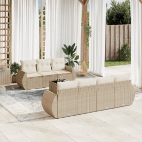 Garden sofa set with beige cushions, 8 pieces, PE rattan. by , Garden sets - Ref: Foro24-3253465, Price: 672,91 €, Discount: %