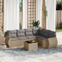 Set of 7-piece garden sofas and beige synthetic rattan cushions by , Garden sets - Ref: Foro24-3253756, Price: 538,26 €, Disc...