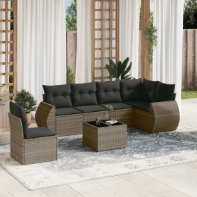 Set de sofás de jardín 7 piezas con cojines ratán PE gris de , Conjuntos de jardín - Ref: Foro24-3253777, Precio: 478,99 €, D...