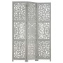 Screen 3 panels hand carved gray mango wood 120x165 cm by vidaXL, Room dividers - Ref: Foro24-285337, Price: 152,99 €, Discou...