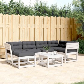 Garden sofa set 6 pieces with solid pine wood and white cushions by , Garden sets - Ref: Foro24-3217036, Price: 673,44 €, Dis...