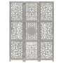 Screen 3 panels hand carved gray mango wood 120x165 cm by vidaXL, Room dividers - Ref: Foro24-285337, Price: 152,99 €, Discou...