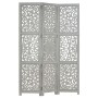 Screen 3 panels hand carved gray mango wood 120x165 cm by vidaXL, Room dividers - Ref: Foro24-285337, Price: 152,99 €, Discou...