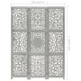 Screen 3 panels hand carved gray mango wood 120x165 cm by vidaXL, Room dividers - Ref: Foro24-285337, Price: 152,99 €, Discou...