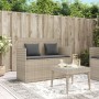 Light gray synthetic rattan bench with cushions by , garden benches - Ref: Foro24-365766, Price: 208,99 €, Discount: %