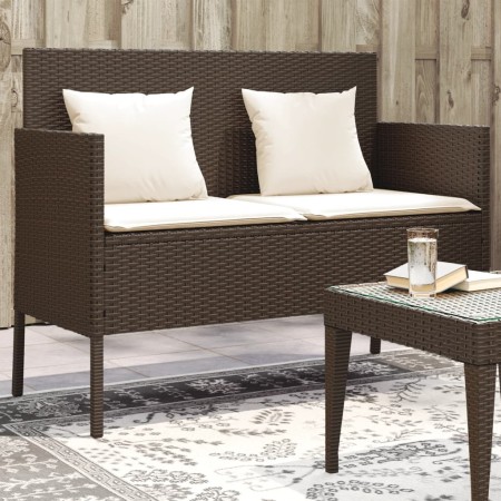 Garden bench with brown synthetic rattan cushions by , garden benches - Ref: Foro24-365772, Price: 148,30 €, Discount: %