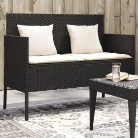 Gartenbank mit Kissen synthetisches Rattan schwarz von , Gartenbänke - Ref: Foro24-365770, Preis: 144,37 €, Rabatt: %