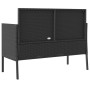 Garden bench with black synthetic rattan cushions by , garden benches - Ref: Foro24-365770, Price: 144,26 €, Discount: %