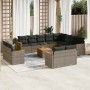 Set of garden sofas with 13 pieces of gray synthetic rattan cushions by , Garden sets - Ref: Foro24-3258924, Price: 889,39 €,...